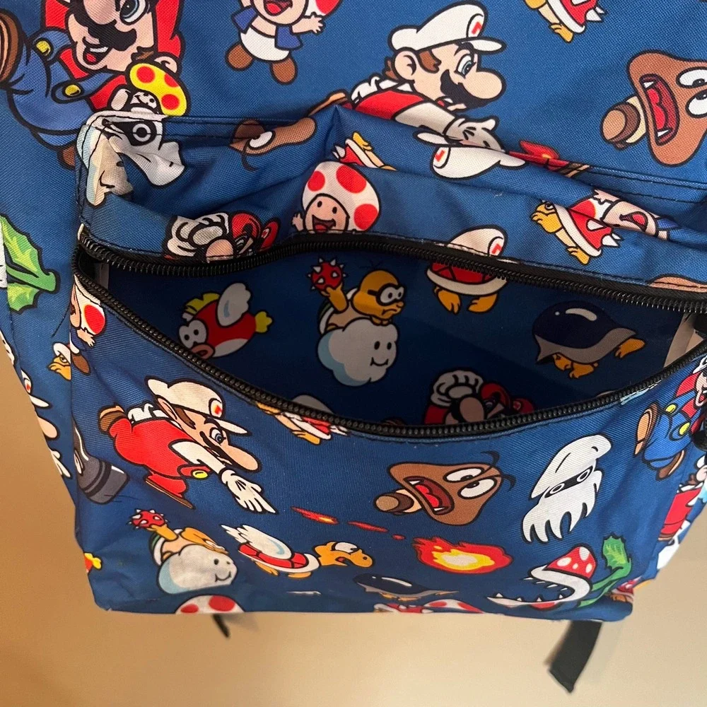 Nintendo Super Mario Bros Backpack Blue All Over Print Kids School Bag 2020